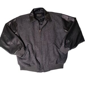 Golden Bear San Francisco Mens XL Bomber Jacket Wool Leather Sleeves Made USA